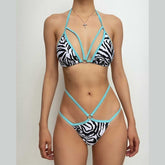Neckholder-Bikini mit O-Ring und Kontrast-Rückenfrei